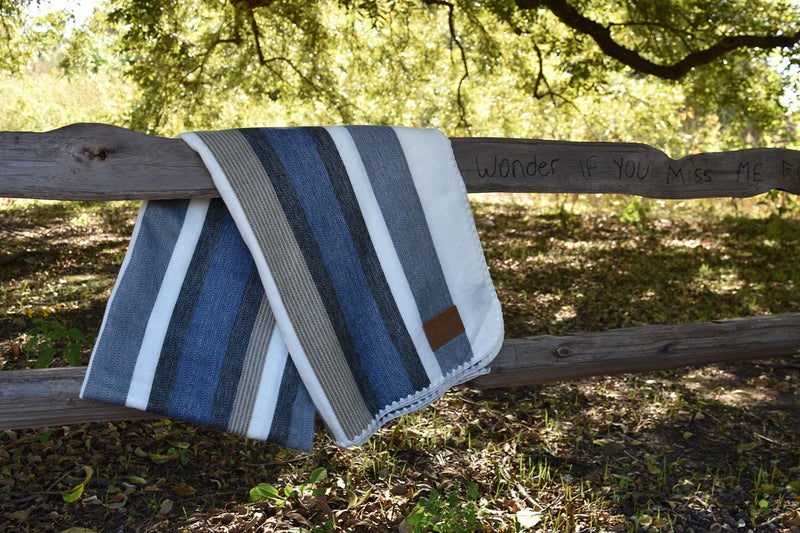 QISU Alpaca Wool Blanket Throw | Large, Beautiful, Warm, Stripe | 85 x 65 inches | Ultra-Soft, Hypoallergenic and Breathable | Non-Itchy or Scratchy Fabric (Brown Blue Grey White) - Image 2